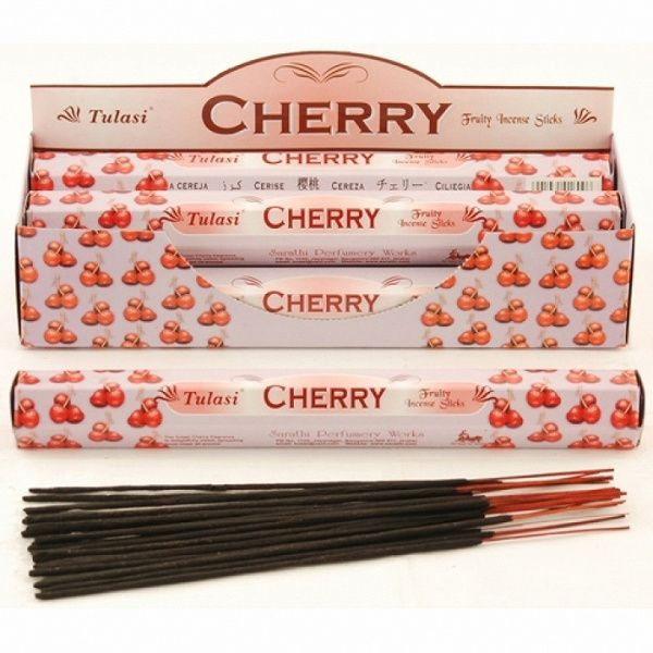 Tulasi CHERRY Fruity Incense Sticks, Sarathi (Туласи благовония ВИШНЯ, Саратхи), уп. 20 палочек.  #1