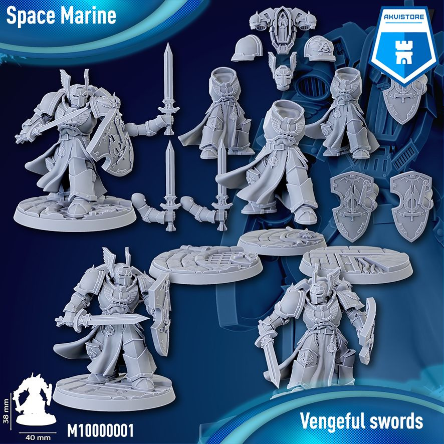 Космические десантники (Space Marine) - Vengeful swords 32 мм миниатюра 3D печать Warhammer 40000  #1