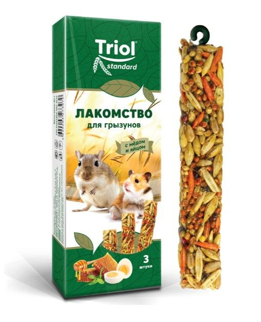 Лакомство для грызунов с мёдом и яйцом (уп. 3 шт), 80г, Triol Standard  #1