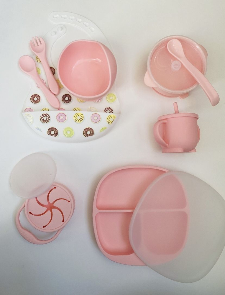 Набор детской посуды на присосках из пищевого силикона  #1