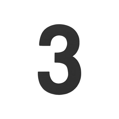 Цифра дверная самоклеящаяся FUARO "3" SS304 (50х30) BL черный /46963/  #1