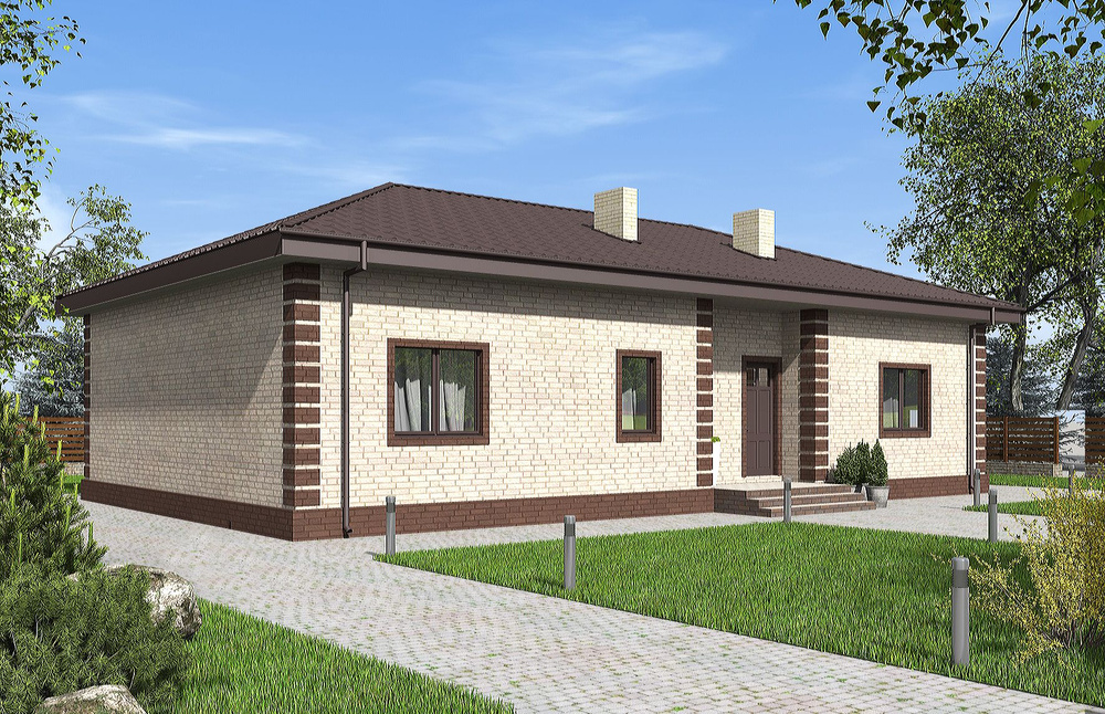 Проект Rg6254 - Одноэтажный дом с четырьмя спальнями и камином (139 м2, 11м x18м)  #1