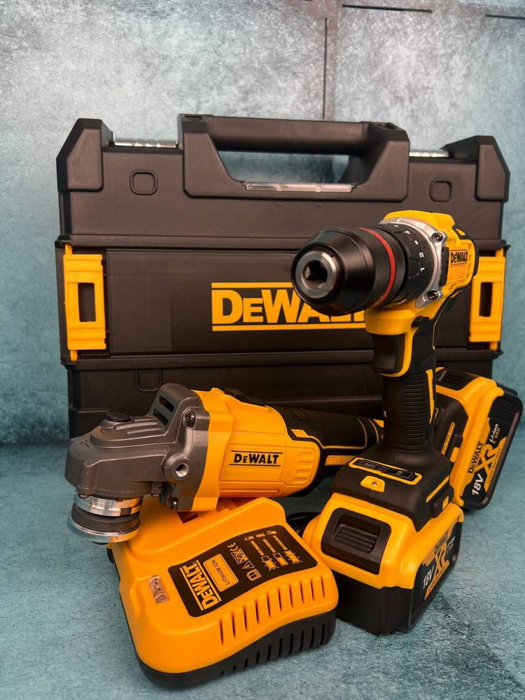 Набор электроинструментов для дома DeWalt 2в1 , Болгарка УШМ аккумуляторная и бесщеточный шуруповерт #1