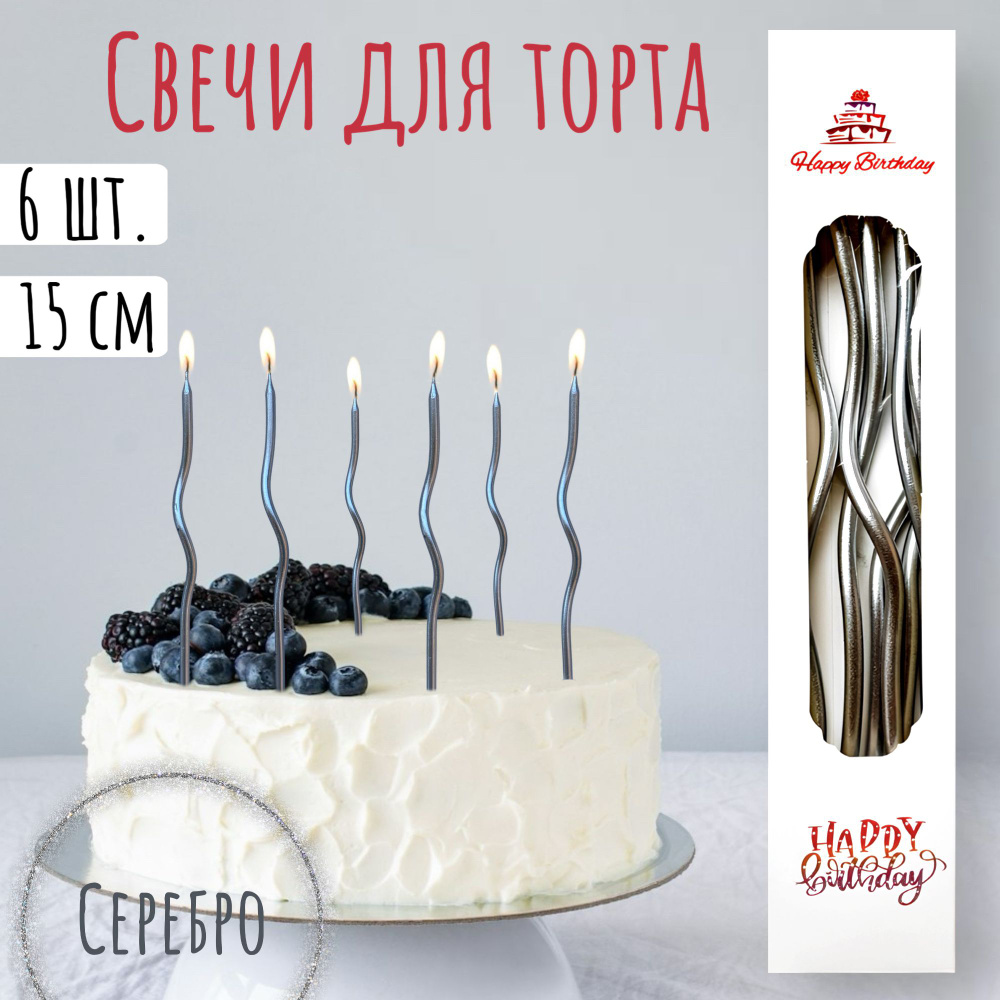 Happy Birthday candle Свечи для торта, 6 шт #1