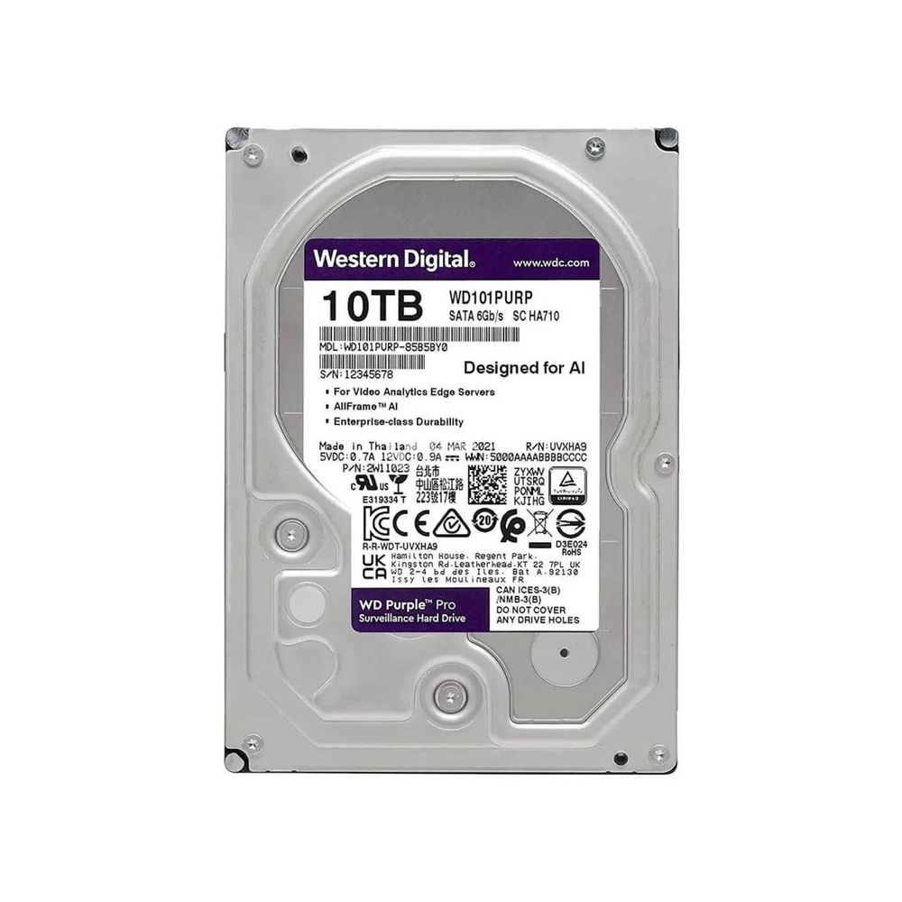 Western Digital 10 ТБ Внутренний жесткий диск (Жесткий диск Western Digital WD101PURP HDD 10Tb)  #1