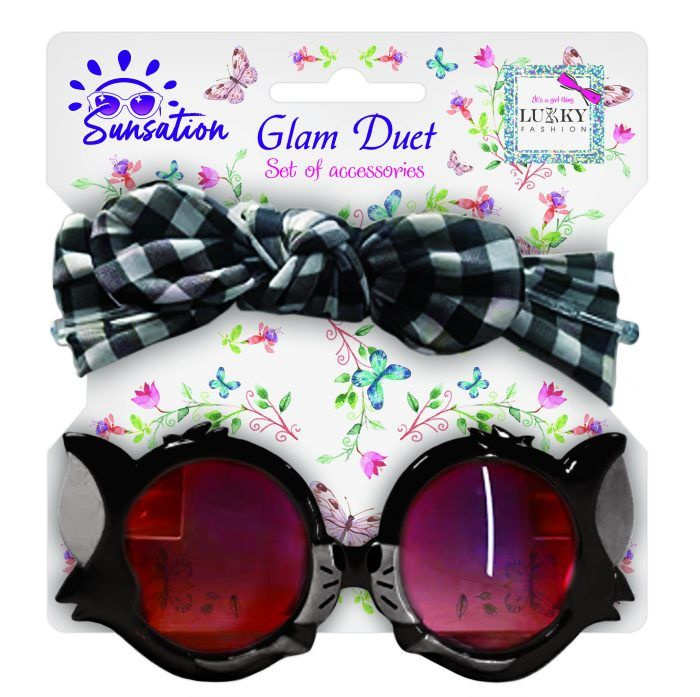 Lukky Fashion Солнцезащитные очки для детей и повязка для волос,"Милая Кошечка", чёрный  #1
