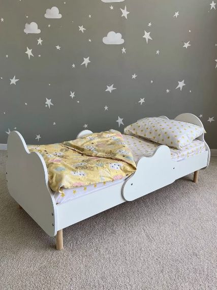 DIMDOM kids Кровать детская Детская кровать "Облачко" с двумя бортиками,75х165х37 см, белый  #1