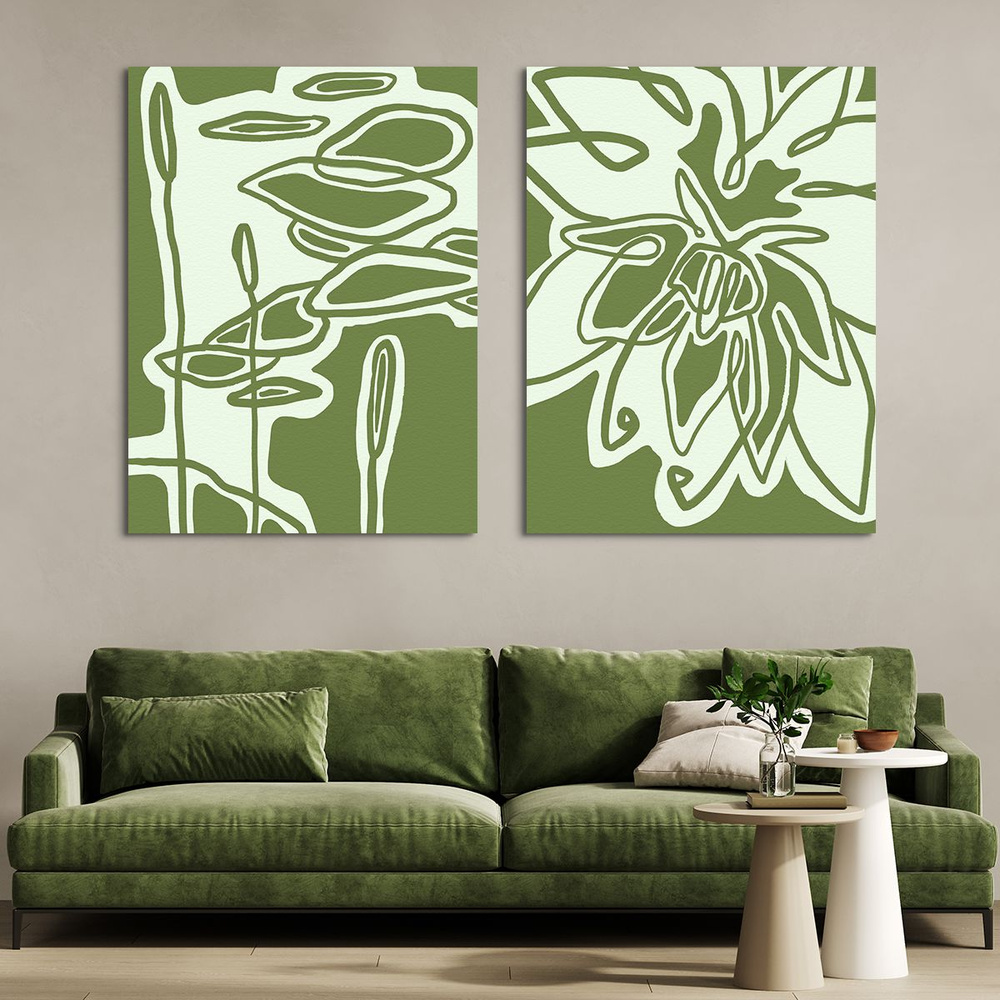 Модульная картина на стену, на холсте - Ботаническая иллюстрация в стиле бохо (минимализм) 150x100 см #1