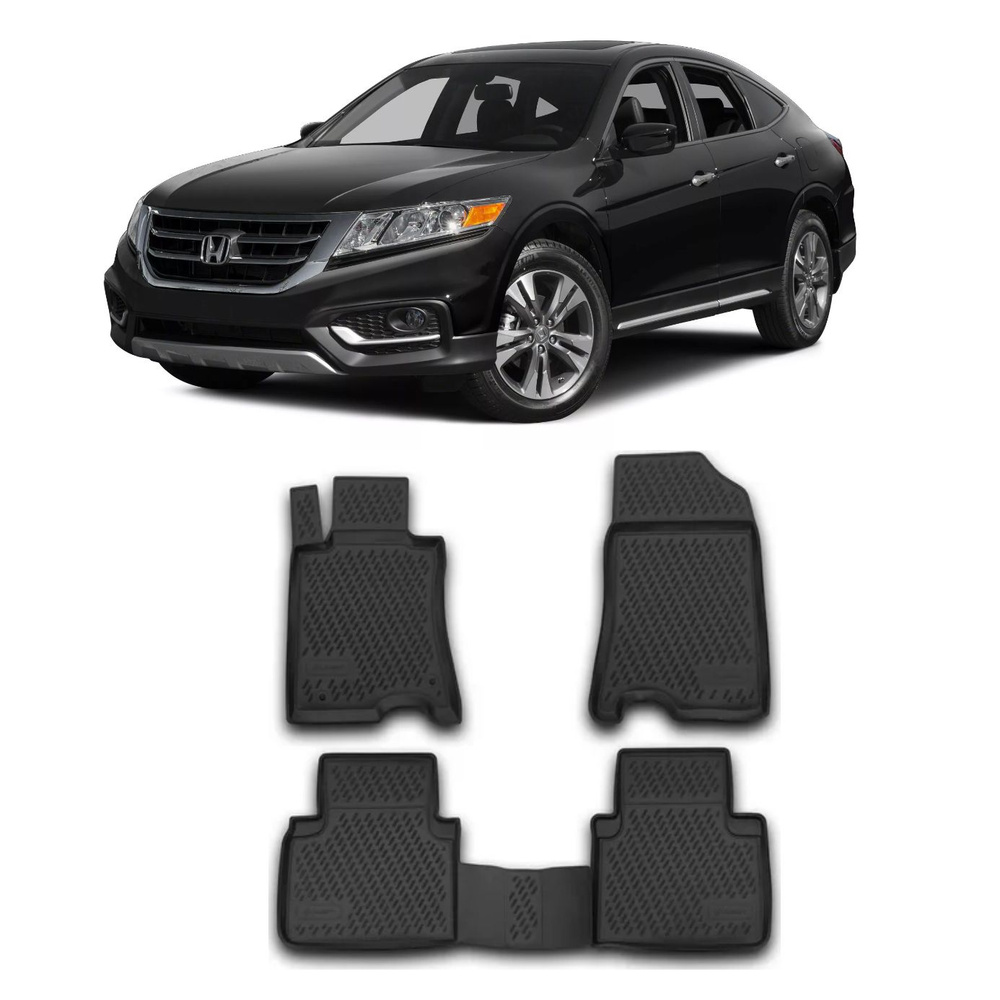 Коврики для салона Honda Crosstour 2WD 2013-2024 из полиуретана. Коврики салона Хонда Кровсстур  #1