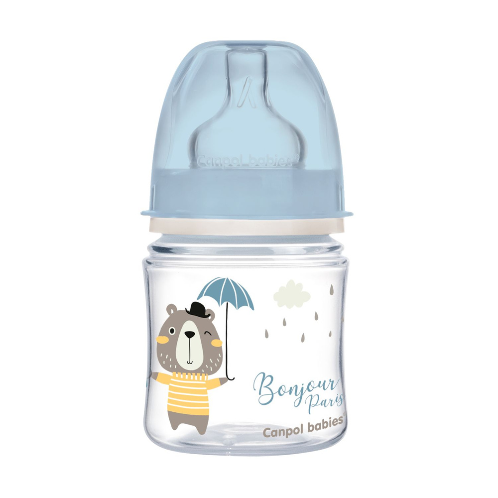 Бутылочка Canpol Babies PP Easy Start Bonjour Paris антиколиковая с широким горлом 120мл Голубая  #1