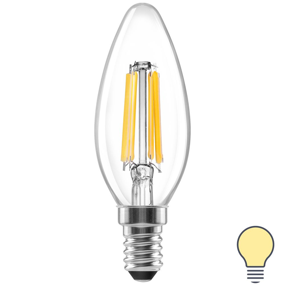 Лампа светодиодная Lexman E14 220-240 В 4 Вт свеча прозрачная 400 лм теплый белый свет  #1