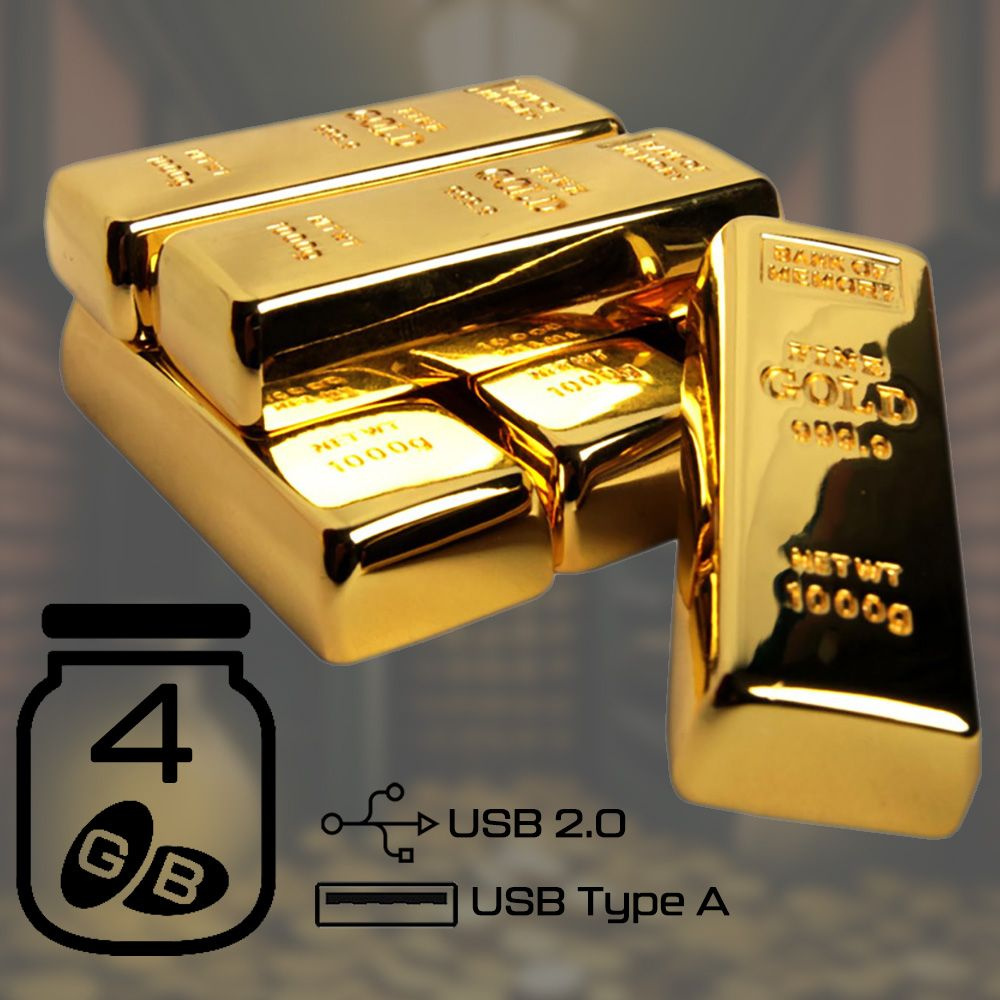 centersuvenir USB-флеш-накопитель Флешка Золотой слиток USB 2.0 (Gold_bar) 4 ГБ, золотой  #1