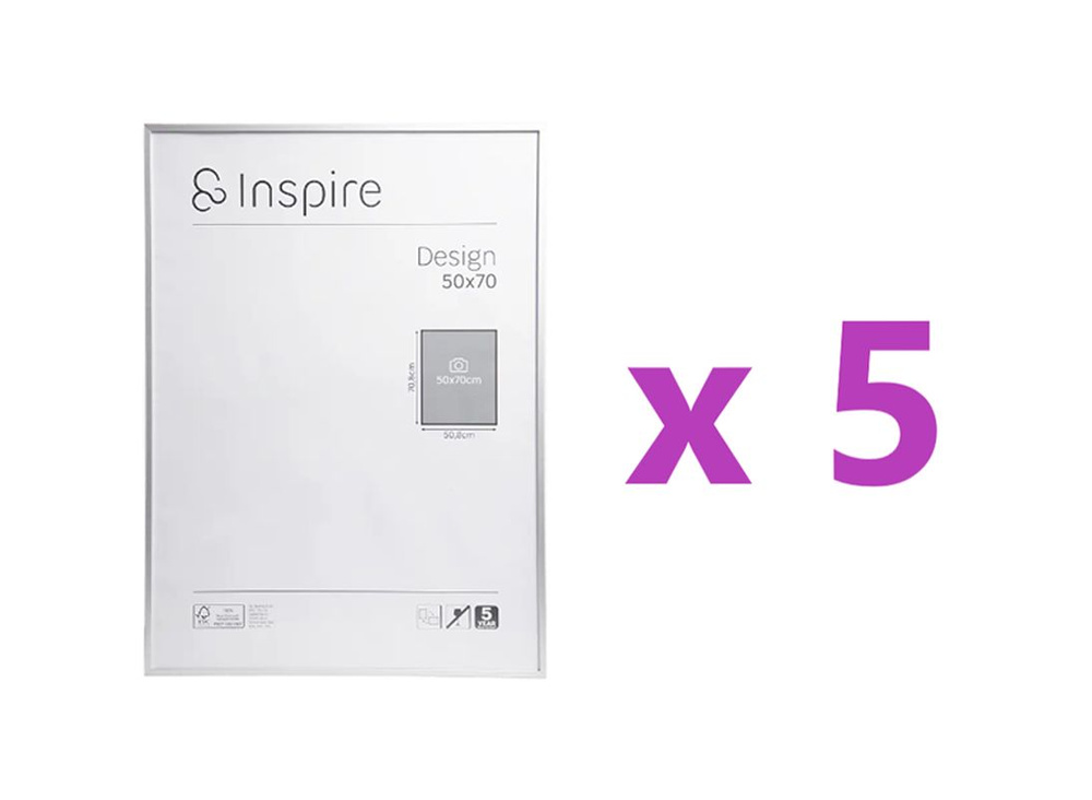 Рамка Inspire Design 50x70 см алюминий цвет серебро, 5 шт. #1