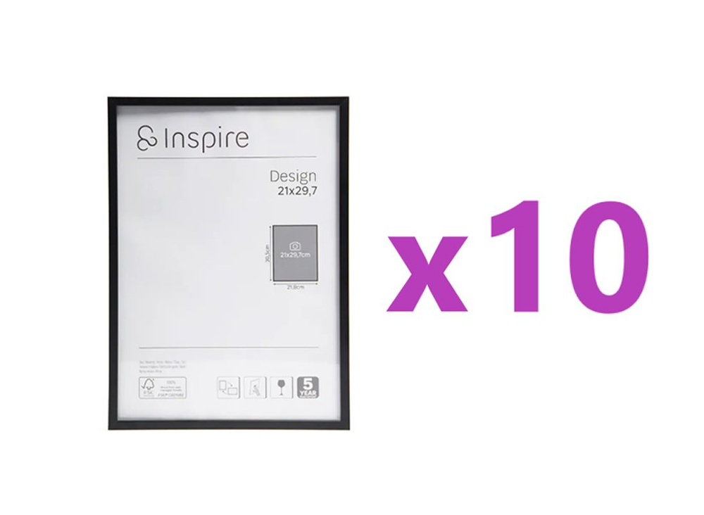 Рамка Inspire Design 21x29.7 см алюминий цвет черный, 10 шт. #1