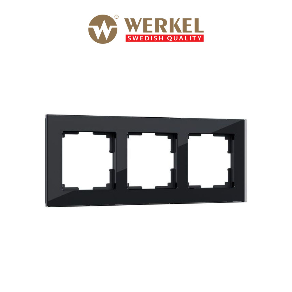 Рамка для выключателей и розеток из стекла на 3 поста Werkel Favorit W0031108 черная  #1