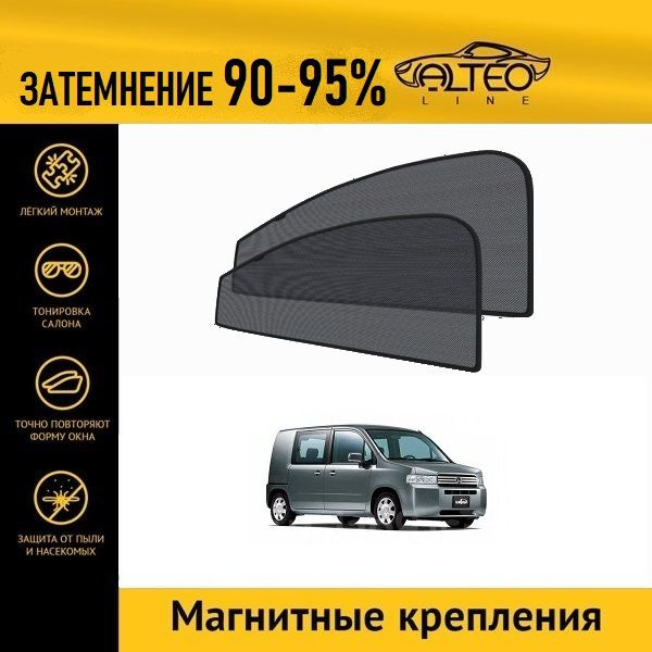 Автошторки ALTEO PREMIUM на Honda Mobilio Spike (2002-2005) на передние двери на магнитах с затемнением #1