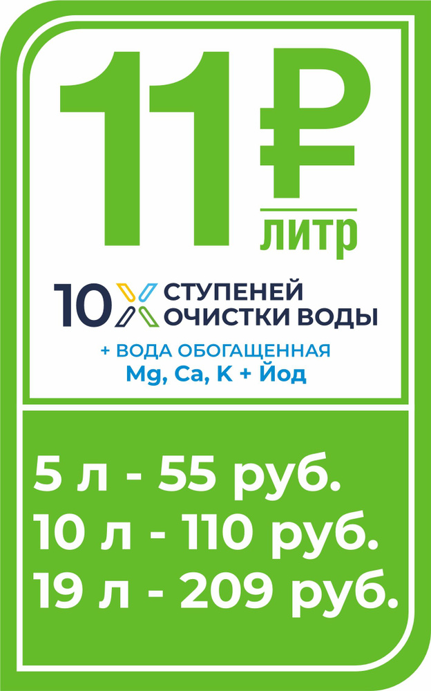 Наклейка Ценник вертикальный 11 рублей Вода Обогащенная  #1