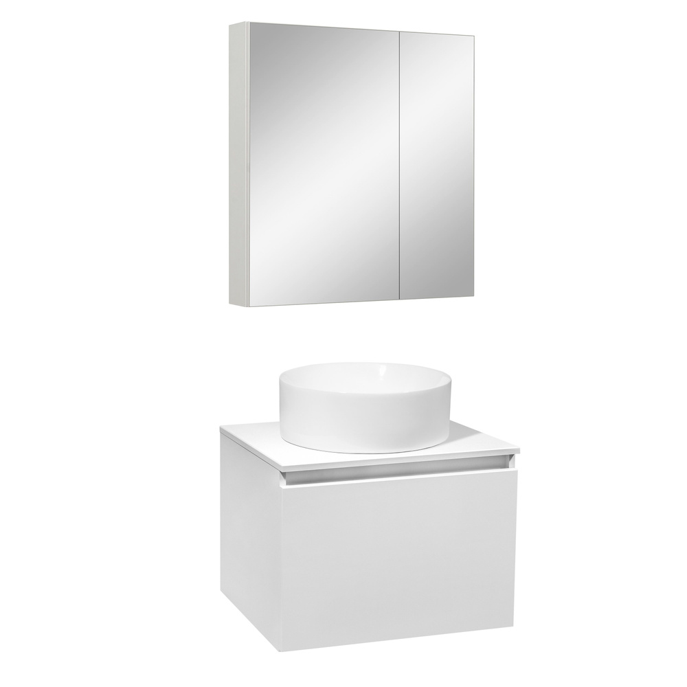 Мебель для ванной Runo Бари 60, белый, раковина PALLA, зеркало Лада, выпуск  #1