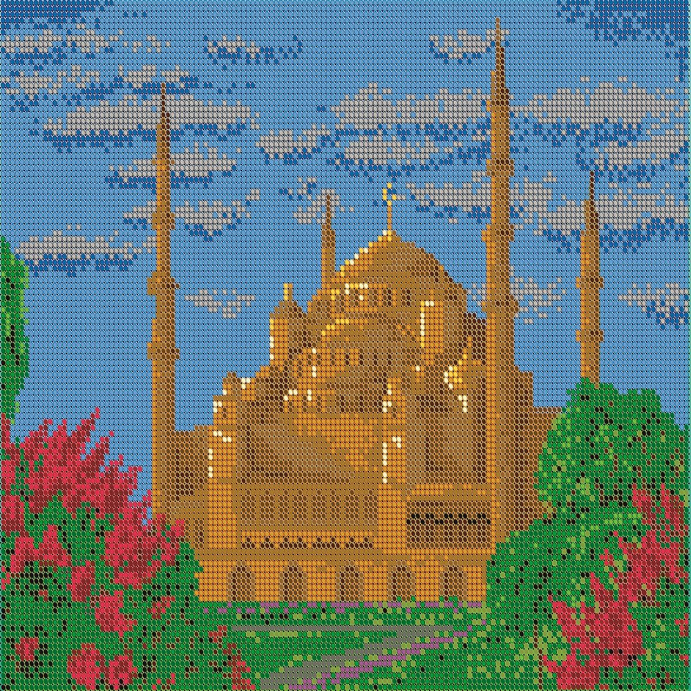 Схема 30х38 для вышивки бисером (без бисера) Мечеть сердце Чечни  #1