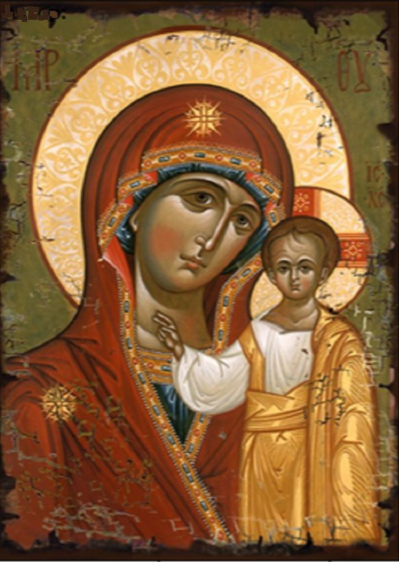 Икона Божией Матери под старину "Казанская", 23х17 см #1