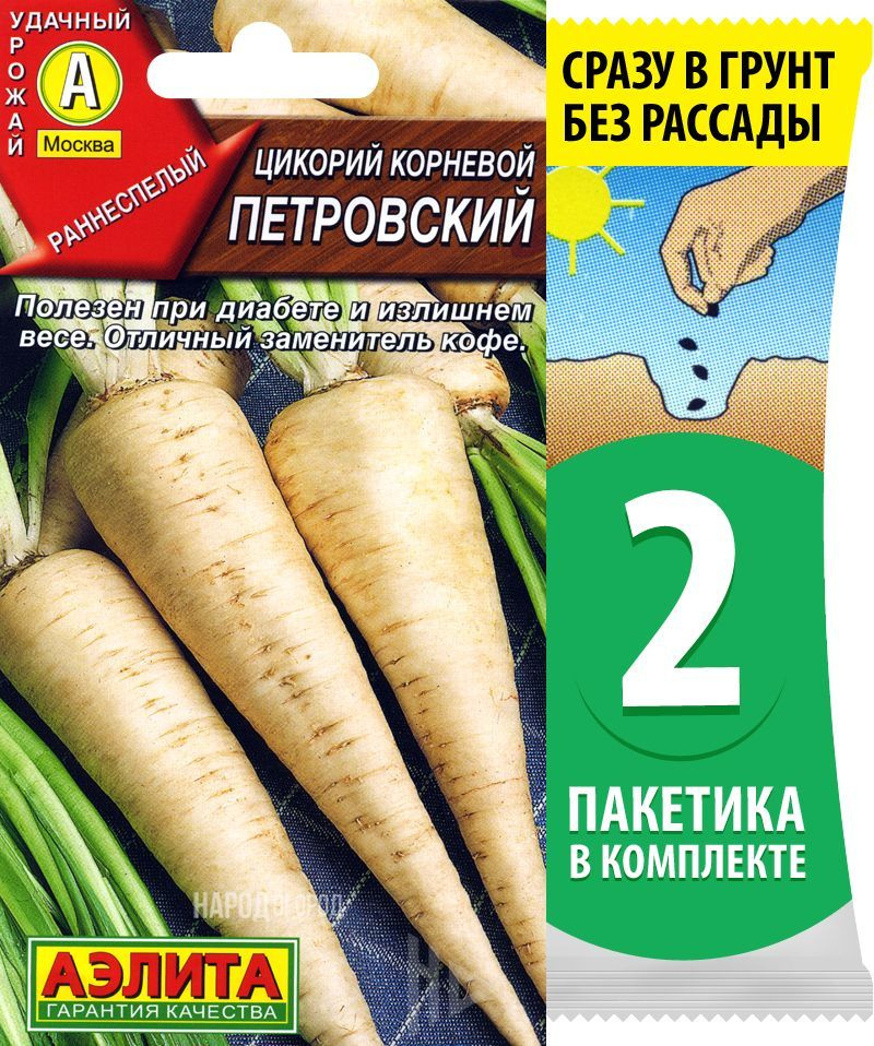 Семена Цикорий корневой Петровский, 2 пакетика по 0,5г/330шт в каждом  #1