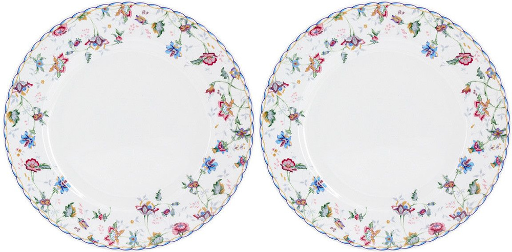 Набор тарелок 2 шт сервировочных обеденных 27 см на 2 персоны Anna Lafarg Emily Букингем, костяной фарфор, #1