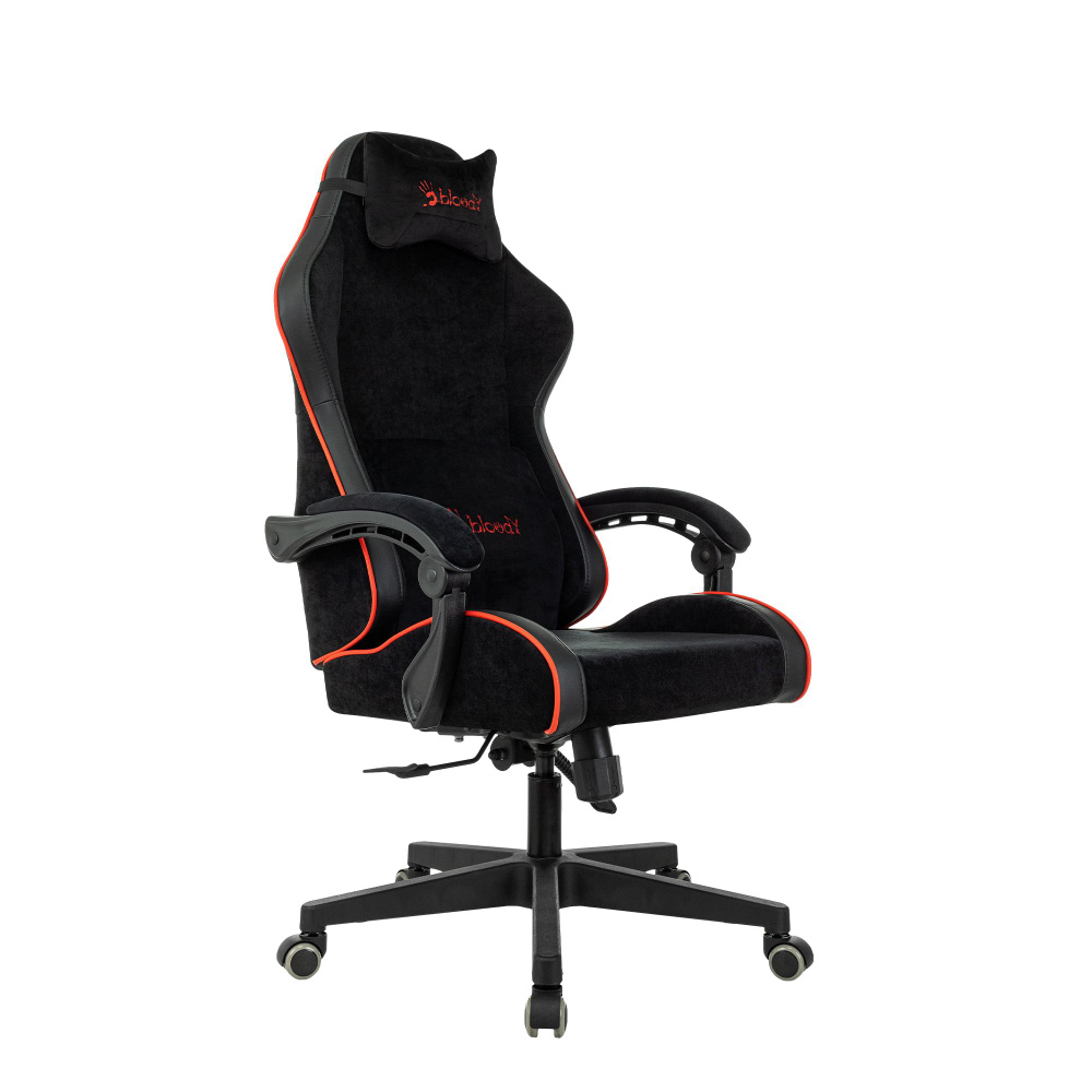 Игровое компьютерное кресло A4Tech Bloody GC-670 на колесиках, дышащая ткань/эко кожа, черный  #1