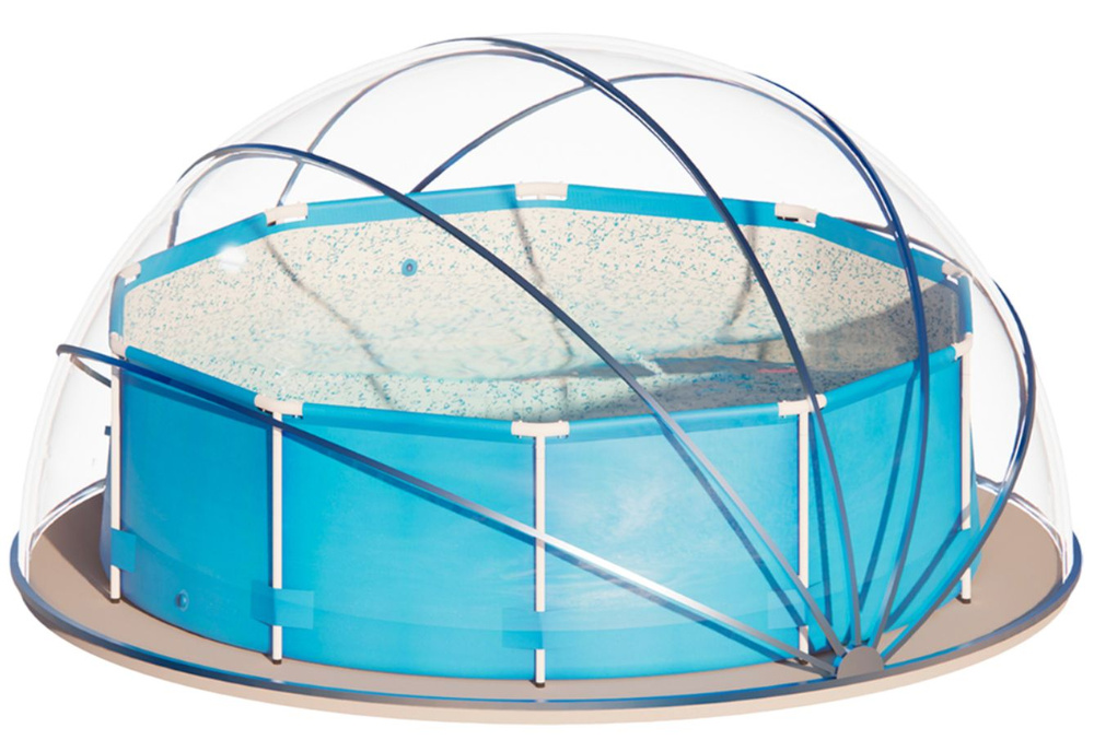 Купол-тент для круглого или прямоугольного каркасного бассейна с креплениями, купольный навес прозрачный #1