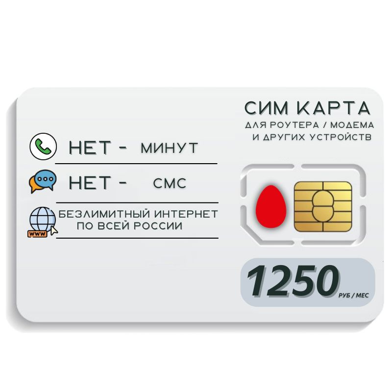 SIM-карта Сим карта Безлимитный интернет 1250 руб. в месяц 1ТБ для любых устройств MBTP15MTS (Вся Россия) #1