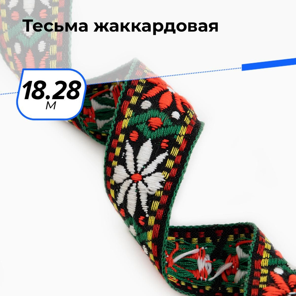 Тесьма жаккардовая для рукоделия и шитья декоративная 2.5 см, 18.28 м  #1