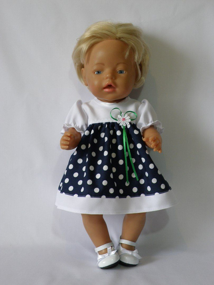 Одежда для кукол беби бон ('Baby Born) 43 см. Платье в горох #1