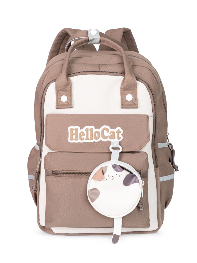 Рюкзак для девочки подростка с кошельком кошкой #1