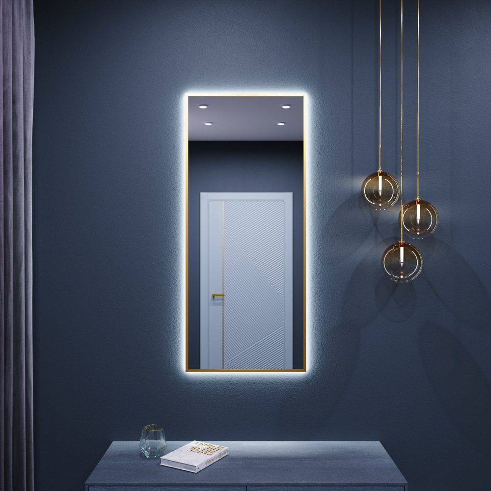 Зеркало с подсветкой в алюминиевой раме настенное ONE MARKET 110х40 см. Свет: Нейтральный белый 6000К. #1