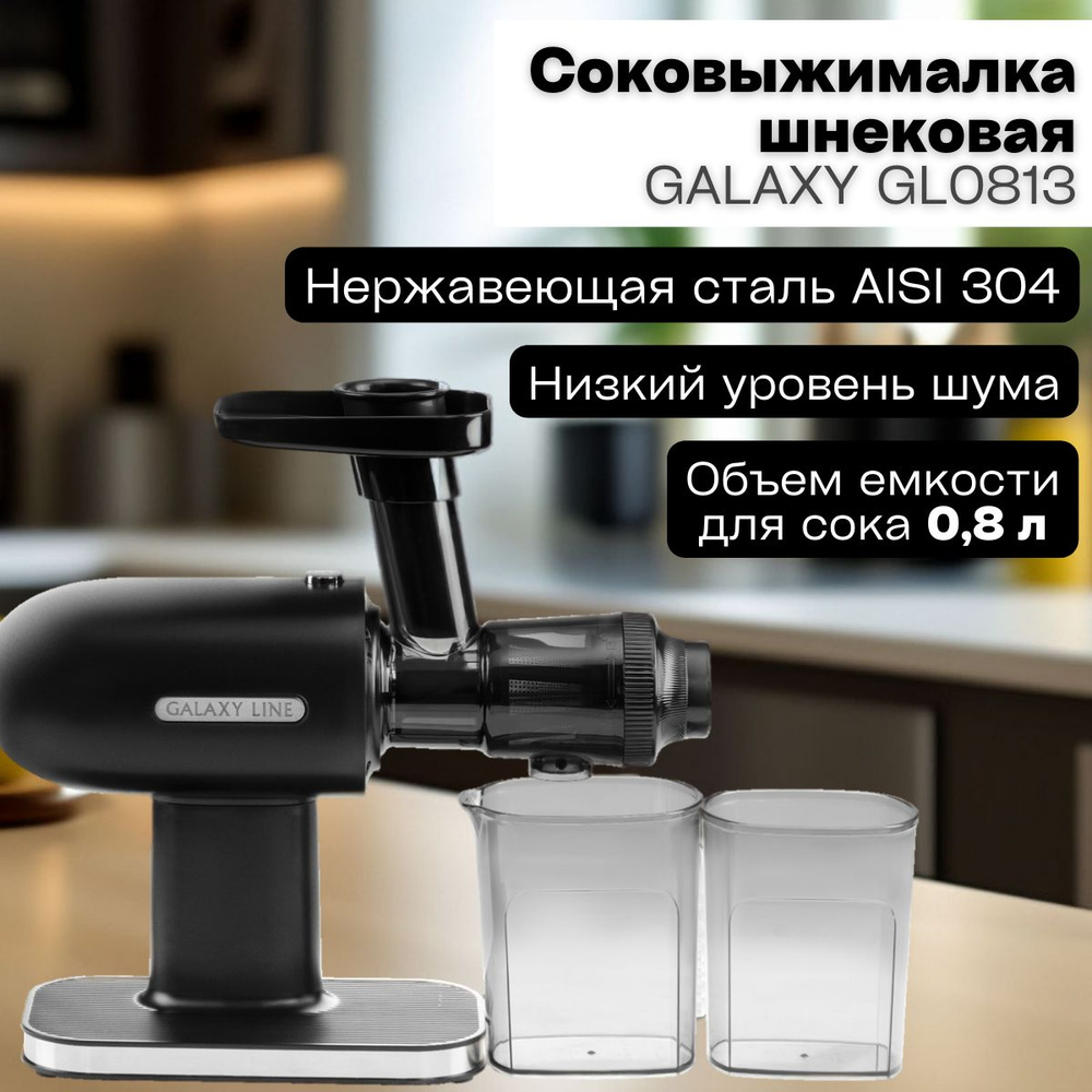 Соковыжималка шнековая GALAXY LINE GL0813 (200 Вт, емкость для сока 0.8 л, емкость для отходов 0.6 л) #1