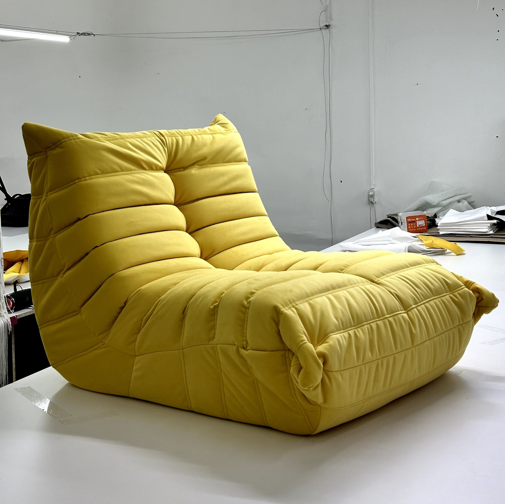 Onesta design factory Кресло-мешок Диван, Велюр искусственный, Размер XXXL,желтый, белый  #1