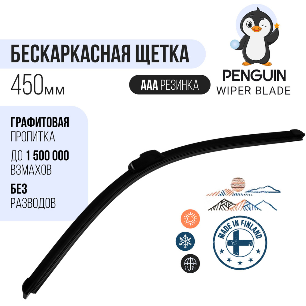 Бескаркасная щетка стеклоочистителя 450 мм / Дворники автомобильные  #1