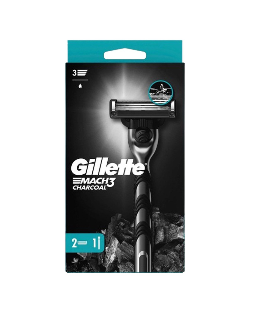 Gillette Mach3 charcoal Мужская бритва, 2 кассеты, с 3 лезвиями #1