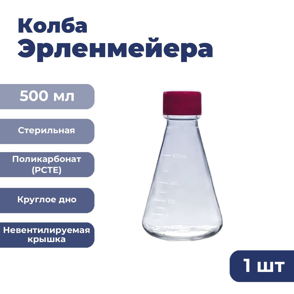 Колба Эрленмейера 500 мл с невентилируемой крышкой, стерильная. C032500 FDCELL (Fudau)  #1