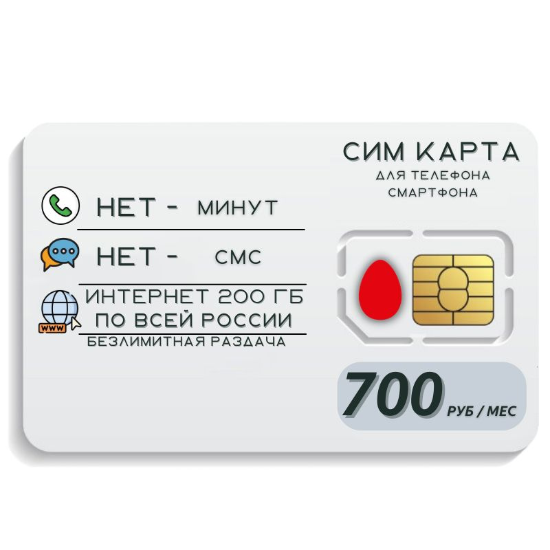 SIM-карта Сим карта Безлимитный интернет 700 руб. в месяц 200 ГБ для мобильных устройств MBTP33MTS (Вся #1