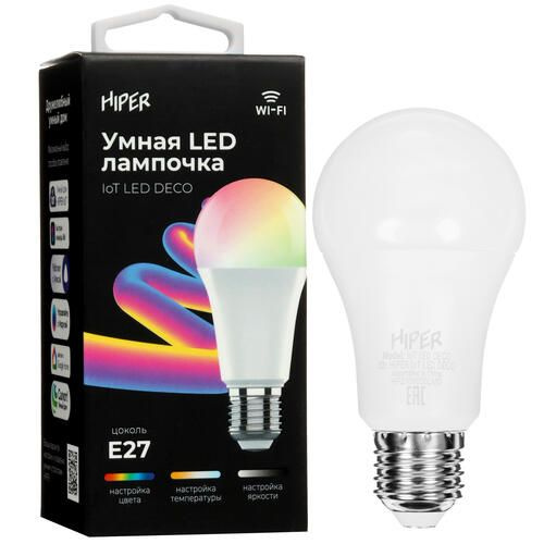 Умная светодиодная лампа HIPER IoT LED DECO Wi-Fi, E27, 12 Вт, 1020 лм, 2700-6500 K  #1