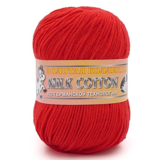 Пряжа COLOR CITY MILK COTTON (18 ярко-красный) 2 мотка #1