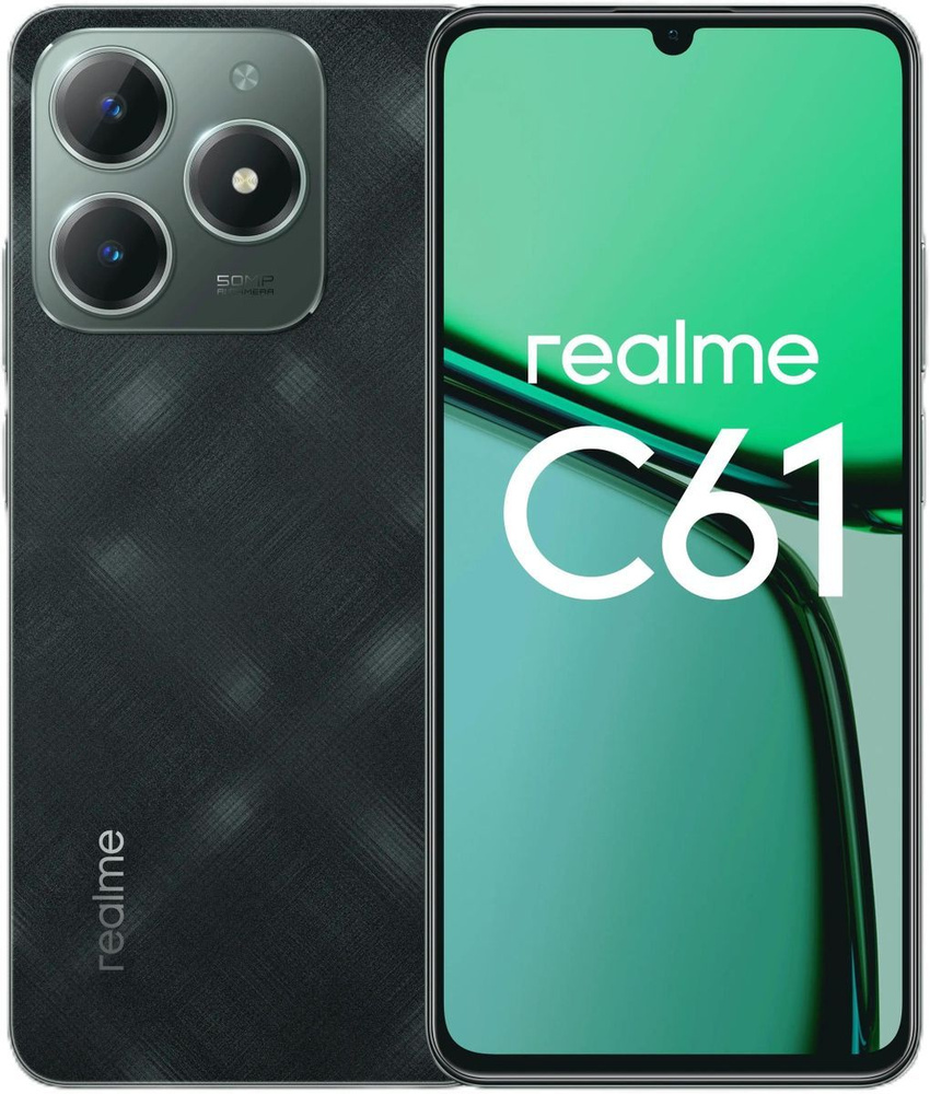 realme Смартфон C61 RMX3930 256Gb 8Gb темно-зеленый Ростест (EAC) 8/256 ГБ, темно-зеленый  #1