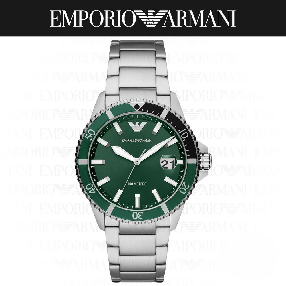 Emporio Armani AR11338. Часы наручные мужские кварцевые классические Армани. Со стрелками, круглым корпусом, #1