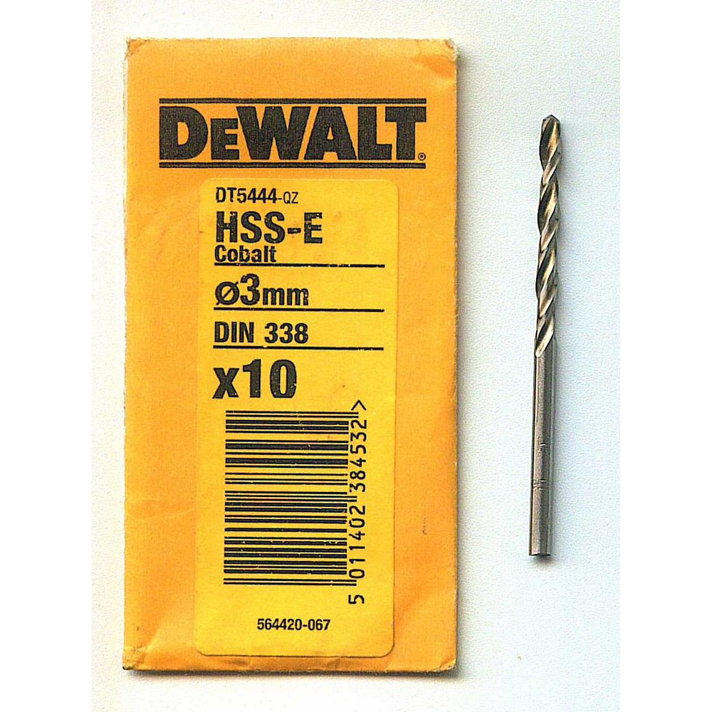 Сверло по металлу 3.0 x 61 x 33 мм COBALT HSS-E(CO), 1шт. без упаковки, DeWALT DT5444-1  #1