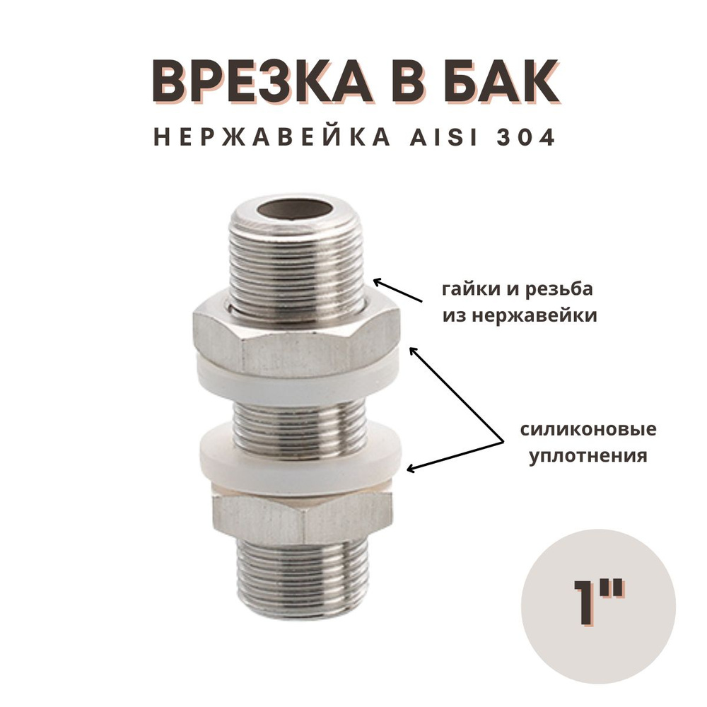 Врезка в бак нержавейка НР 1" #1