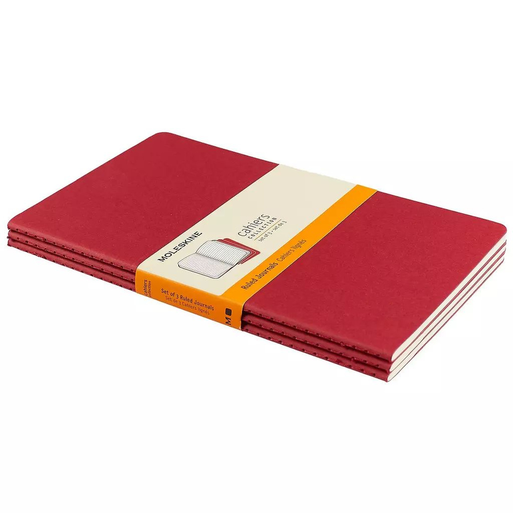 Набор из 3-х блокнотов в линейку Moleskine CAHIER JOURNAL (CH116) 13х21см, клюквенный (3шт)  #1