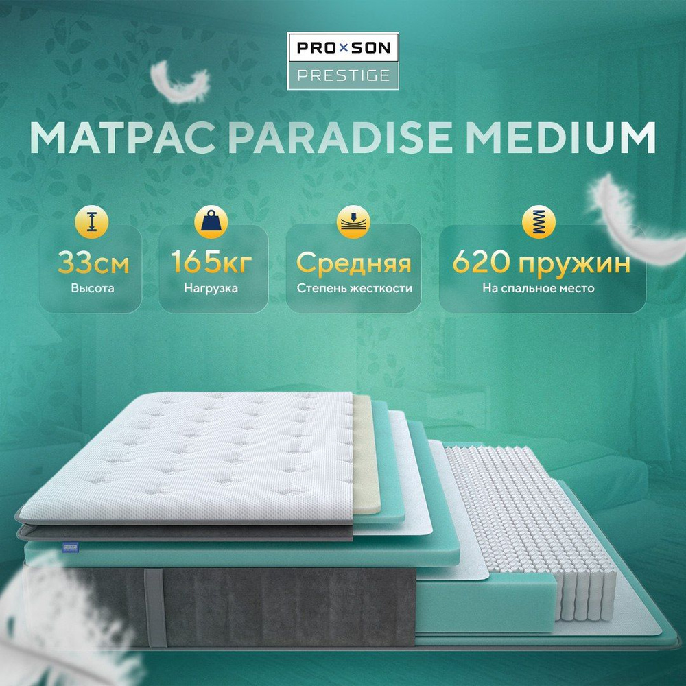 PROSON Матрас Paradise Medium цвет Сталь, Независимые пружины, 90х190 см  #1