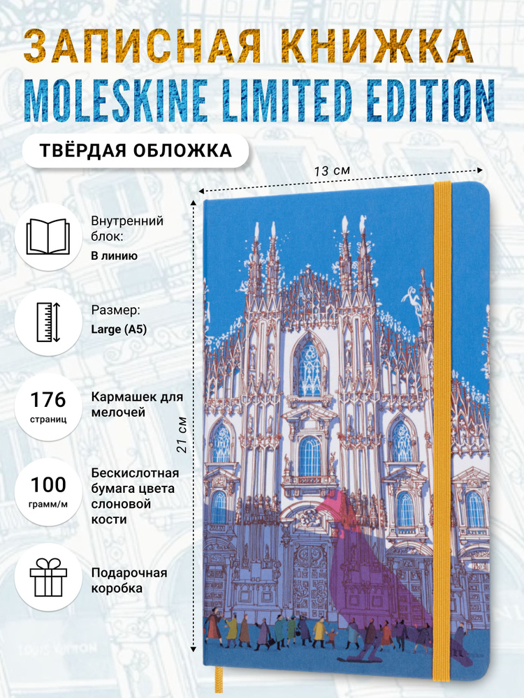 Записная книжка Moleskine Limited Edition I am the city (Milan), в линейку, Large (13х21см), синяя  #1