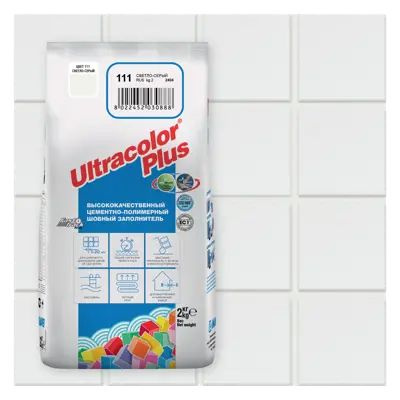 Mapei Ultracolor Plus/Мапей Ультраколор Плюс, 2кг,Цвет №111 Светло-серый,затирка цементная  #1