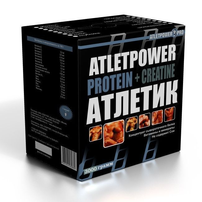 Протеин Atletpower Pro Атлетик + креатин, 3000г, Клубника-шоколад  #1